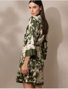 Шелковый халат с принтом Mia-Amore VITTORIA 5153 темный хаки, Цвет: темный хаки, Размеры: 2XL/3XL, изображение 2