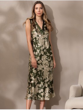 Сорочка шелковая с принтом Mia-Amore VITTORIA 5155 темный хаки, Цвет: темный хаки, Размеры: 5XL, изображение 4