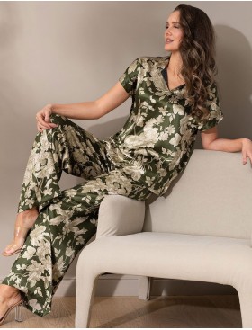 Шелковая пижама со штанами Mia-Amore VITTORIA 5156 темный хаки, Цвет: темный хаки, Размеры: 4XL, изображение 4