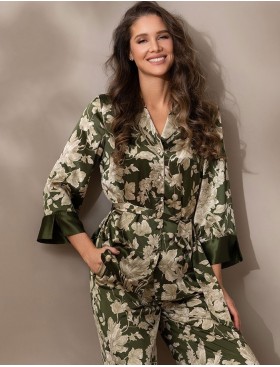 Шелковая домашняя пижама Mia-Amore VITTORIA 5157 темный хаки, Цвет: темный хаки, Размеры: 3XL, изображение 4