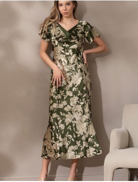 Сорочка шелковая большого размера Mia-Amore VITTORIA 5158 темный хаки, Цвет: темный хаки, Размеры: 5XL