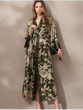 Шелковый халат кимоно Mia-Amore VITTORIA 5159 темный хаки, Цвет: темный хаки, Размеры: 4XL/5XL