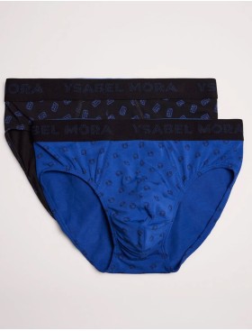 Набор мужских слипов Ysabel Mora 20315 (2 шт), Цвет: черный+синий, Размеры: L, изображение 3