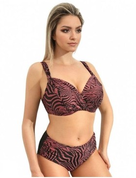 Раздельный купальник мягкая + слип Jolidon FJS3I+FJD3I, Цвет: терракотовый/зебра, Размеры: 80E