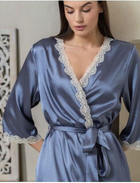 Атласный халат-кимоно Mia-Mella JULIA CHARME 8733 дельфин, Цвет: дельфин, Размеры: S/M, изображение 3