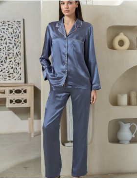 Атласный комплект тройка Mia-Mella JULIA CHARME 8735 дельфин, Цвет: дельфин, Размеры: L