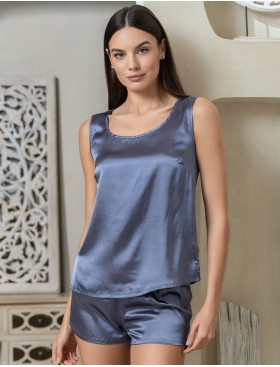 Атласная пижама шорты и майка Mia-Mella JULIA 8739 дельфин, Цвет: дельфин, Размеры: S, изображение 4