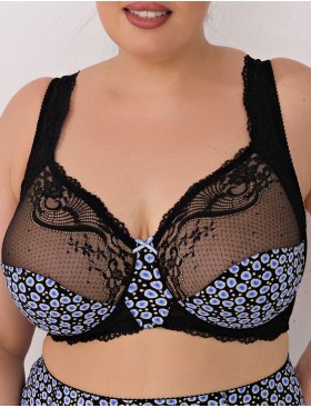 Бюстгальтер больших размеров Valmira 1113 черный с синим, Цвет: черный с синим, Размеры: 75H