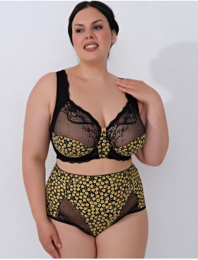 Бюстгальтер больших размеров Valmira 1113 черный с желтым, Цвет: черный с желтым, Размеры: 75H, изображение 7