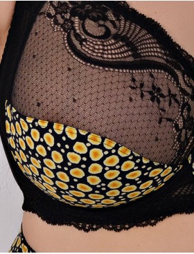 Бюстгальтер больших размеров Valmira 1113 черный с желтым, Цвет: черный с желтым, Размеры: 75H, изображение 6