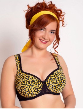 Бюстгальтер с поролоновой чашкой Valmira 1135 черный с желтым, Цвет: черный с желтым, Размеры: 85G, изображение 3