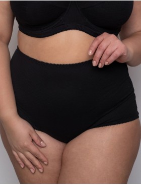 Трусы женские высокие из хлопка Valmira 2930/C тисненый черный, Цвет: тисненый черный, Размеры: 2XL