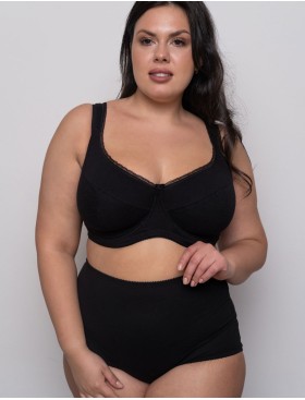 Трусы женские высокие из хлопка Valmira 2930/C тисненый черный, Цвет: тисненый черный, Размеры: 2XL, изображение 3