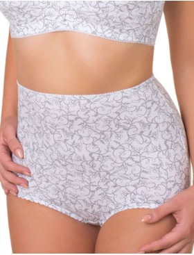 Трусы женские высокие из хлопка Valmira 2930/C белый с серым, Цвет: белый с серым, Размеры: L