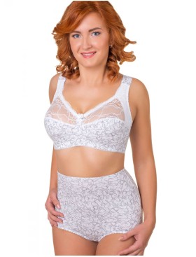 Трусы женские высокие из хлопка Valmira 2930/C белый с серым, Цвет: белый с серым, Размеры: L, изображение 2