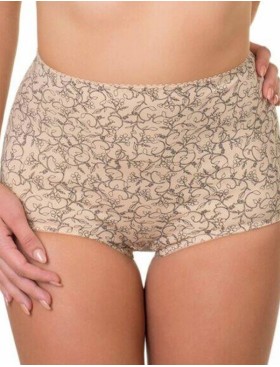 Трусы женские высокие из хлопка Valmira 2930/C бежевый с черным, Цвет: бежевый с черным, Размеры: L