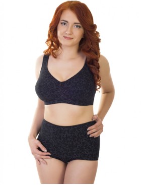 Трусы женские высокие из хлопка Valmira 2930/C черный с серым, Цвет: черный с серым, Размеры: L, изображение 4