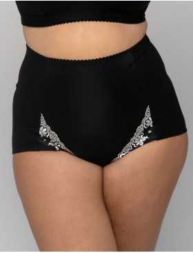 Высокие трусы слипы Valmira 2954 черный с белой вышивкой, Цвет: черный с белой вышив, Размеры: M