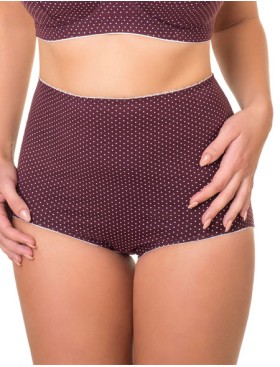 Трусы женские высокие из хлопка Valmira 2930/C вино в крапинку, Цвет: вино в крапинку, Размеры: L