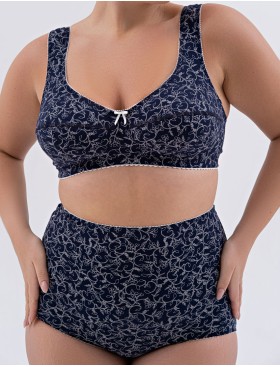 Трусы женские высокие из хлопка Valmira 2930/C синий с молоком, Цвет: синий с молоком, Размеры: 6XL, изображение 3