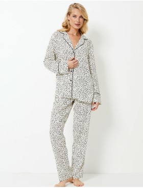 Пижама женская с брюками Aruelle BETHANY, Цвет: молочный/черный, Размеры: S, изображение 2