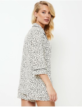 Пижама женская с шортами Aruelle BETHANY, Цвет: молочный/черный, Размеры: S, изображение 2