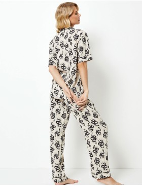 Вискозная пижама с брюками Aruelle DAKARA, Цвет: экрю/черный, Размеры: S, изображение 3