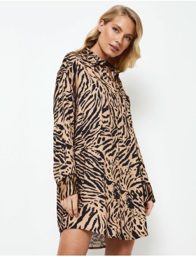 Рубашка-халат из вискозы Aruelle SHANI, Цвет: черный/латте, Размеры: XS