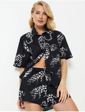 Хлопковая пижама Aruelle TAMISHA, Цвет: черный/белый, Размеры: XS