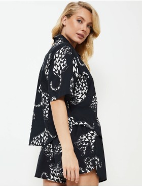 Хлопковая пижама Aruelle TAMISHA, Цвет: черный/белый, Размеры: XS, изображение 2