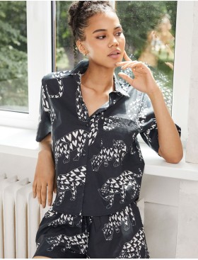 Хлопковая пижама Aruelle TAMISHA, Цвет: черный/белый, Размеры: XS, изображение 3