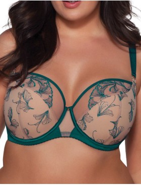 Полумягкий бюстгальтер с вышивкой Ava RAFIA 2087 PU emerald, Цвет: изумруд, Размеры: 70I