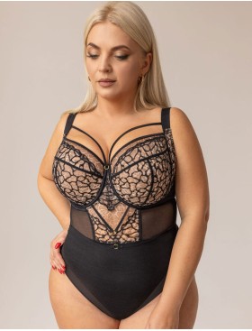 Боди с мягкой чашкой Kris Line PANTHER BODY soft full cup, Цвет: черный+бежевый, Размеры: 65H, изображение 5