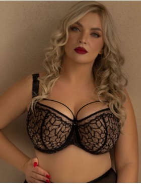 Бюстгальтер балконет мягкий Kris Line PANTHER half cup soft, Цвет: черный+бежевый, Размеры: 60HH, изображение 3