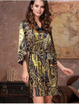 Шелковая туника с узором Mia-Amore ARMANI GOLD 3495, Цвет: темно-синий/золотой, Размеры: 4XL/5XL, изображение 5