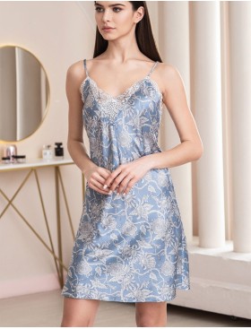 Короткая шелковая сорочка Mia-Amore REBECCA 5160 голубой жемчуг, Цвет: голубой жемчуг, Размеры: L