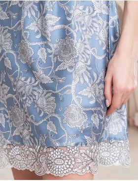 Шелковая короткая сорочка Mia-Amore REBECCA 5161 голубой жемчуг, Цвет: голубой жемчуг, Размеры: L, изображение 4