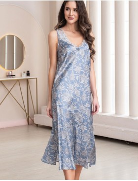 Длинная сорочка из шелка Mia-Amore REBECCA 5164 голубой жемчуг, Цвет: голубой жемчуг, Размеры: 2XL, изображение 4