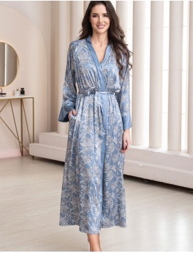 Длинный шелковый халат Mia-Amore REBECCA 5169 голубой жемчуг, Цвет: голубой жемчуг, Размеры: 2XL/3XL