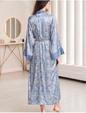 Длинный шелковый халат Mia-Amore REBECCA 5169 голубой жемчуг, Цвет: голубой жемчуг, Размеры: 2XL/3XL, изображение 3