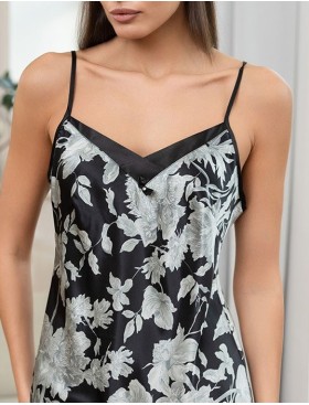 Шелковая сорочка с принтом Mia-Amore VITTORIA 5151 черный, Цвет: черный, Размеры: 2XL, изображение 5