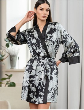 Шелковый халат с принтом Mia-Amore VITTORIA 5153 черный, Цвет: черный, Размеры: S/M, изображение 3