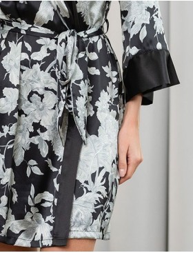 Шелковый халат с принтом Mia-Amore VITTORIA 5153 черный, Цвет: черный, Размеры: S/M, изображение 5