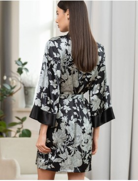 Шелковый халат с принтом Mia-Amore VITTORIA 5153 черный, Цвет: черный, Размеры: S/M, изображение 2