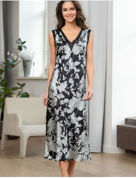 Сорочка шелковая с принтом Mia-Amore VITTORIA 5155 черный, Цвет: черный, Размеры: L