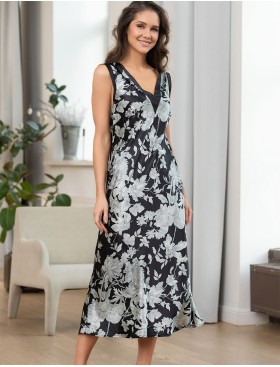 Сорочка шелковая с принтом Mia-Amore VITTORIA 5155 черный, Цвет: черный, Размеры: L, изображение 3