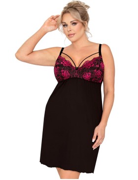 Сорочка с кружевным лифом Donna CANDY PLUS nightdress, Цвет: черный, Размеры: 5XL