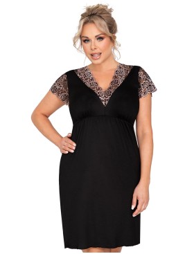 Сорочка с кружевными вставками Donna EMMA PLUS nightdress, Цвет: черный, Размеры: 4XL