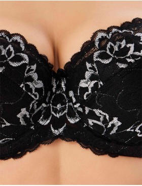 Кружевной бюстгальтер с поролоном Elli 3030 черно-серебро, Цвет: черно-серебро, Размеры: 75H, изображение 6