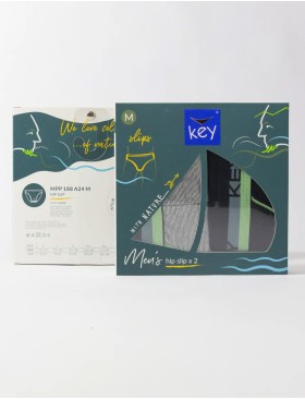 Мужские слипы Key MPP 188 A24 (2 шт) светло-серый + черный, Цвет: светло-серый + черны, Размеры: L, изображение 3